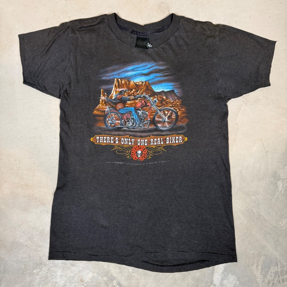Vintage 1987 3D Emblem Easyriders Biker soft T-Shirt Single Stitch Black M 80s